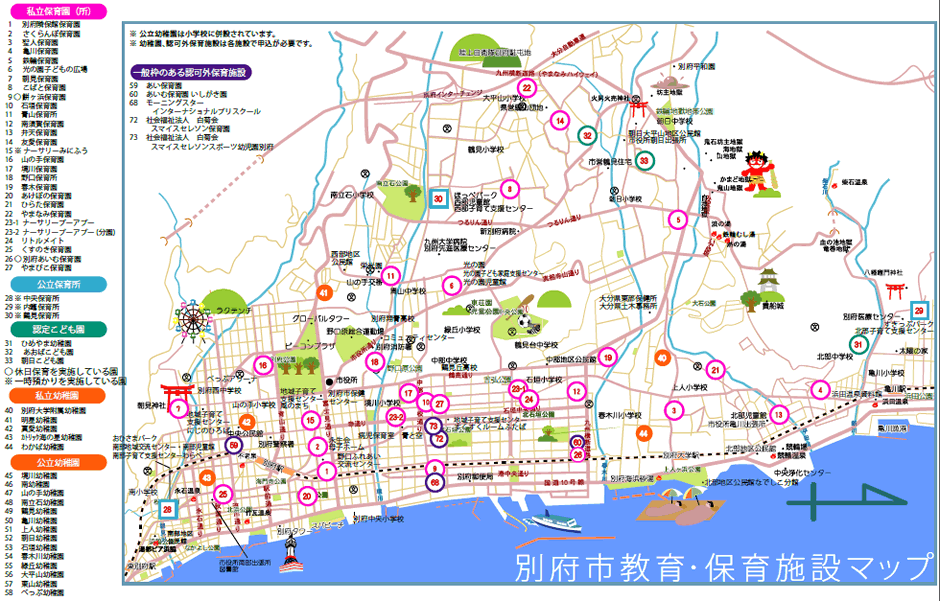 別府市教育・保育施設マップ