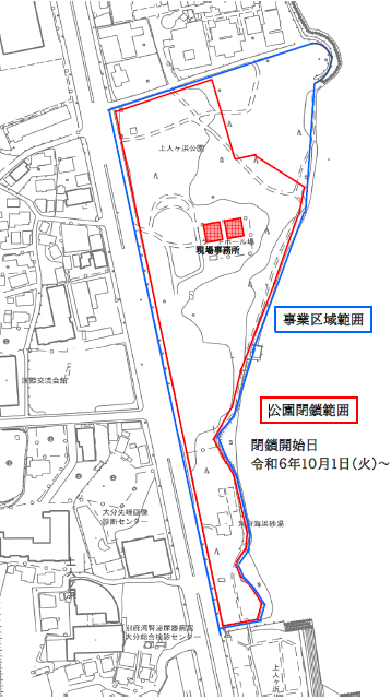 上人ヶ浜公園の工事施工範囲の拡大の図面