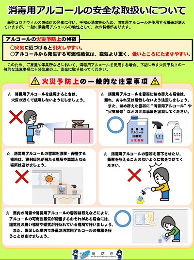 消毒用アルコールの取扱いについてPDF画像